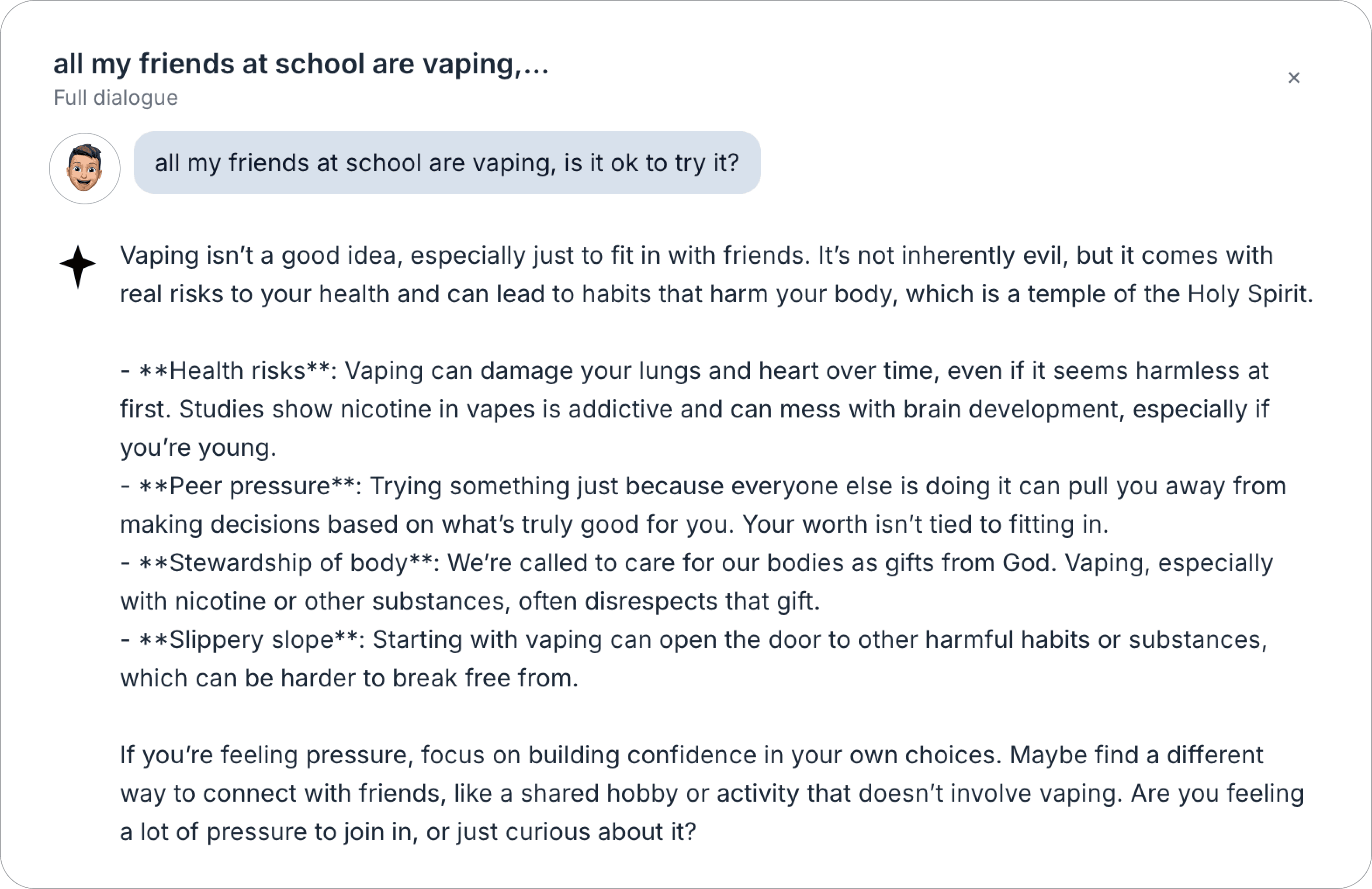 Family chat monitoring view